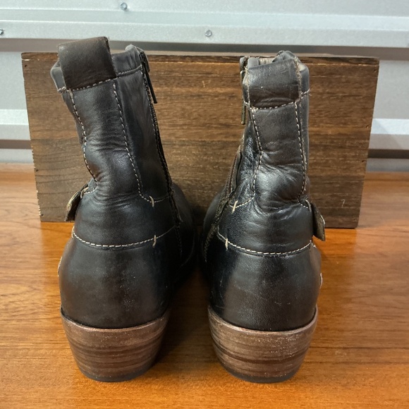 Bed Stu Women Black Leather Double Zip Boho Western Ankle Boot Size 8 - Picture 3 of 8